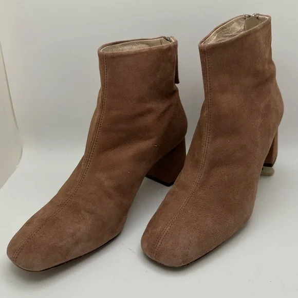 Topshop Spain Made Suede Booties Back Zip Block Heel Ankle Boots EU 40 US 9 - Picture 4 of 12